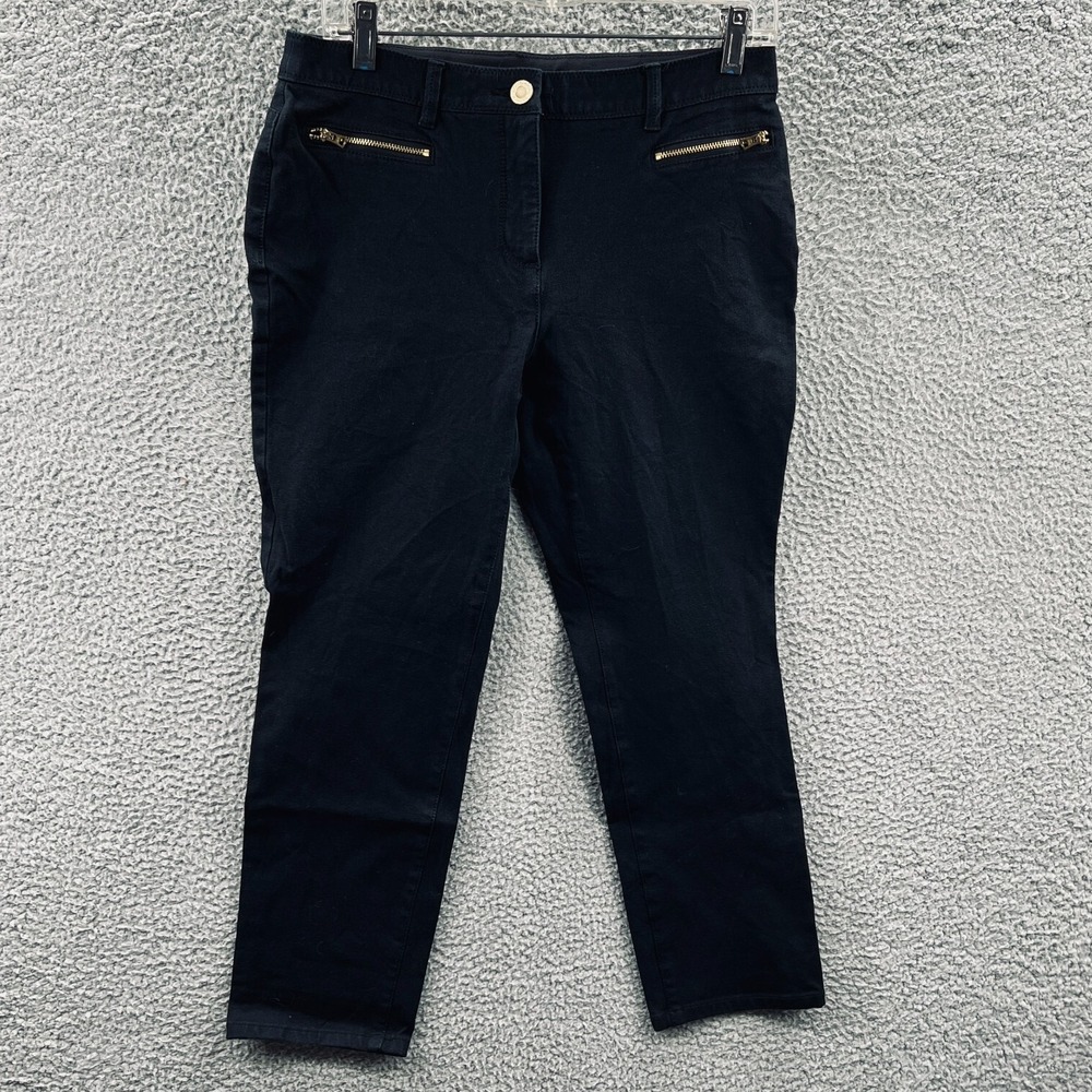 Chicos So Slimming Womens Ankle Jeans Small Black Minimalist Stretch Zip Pocket